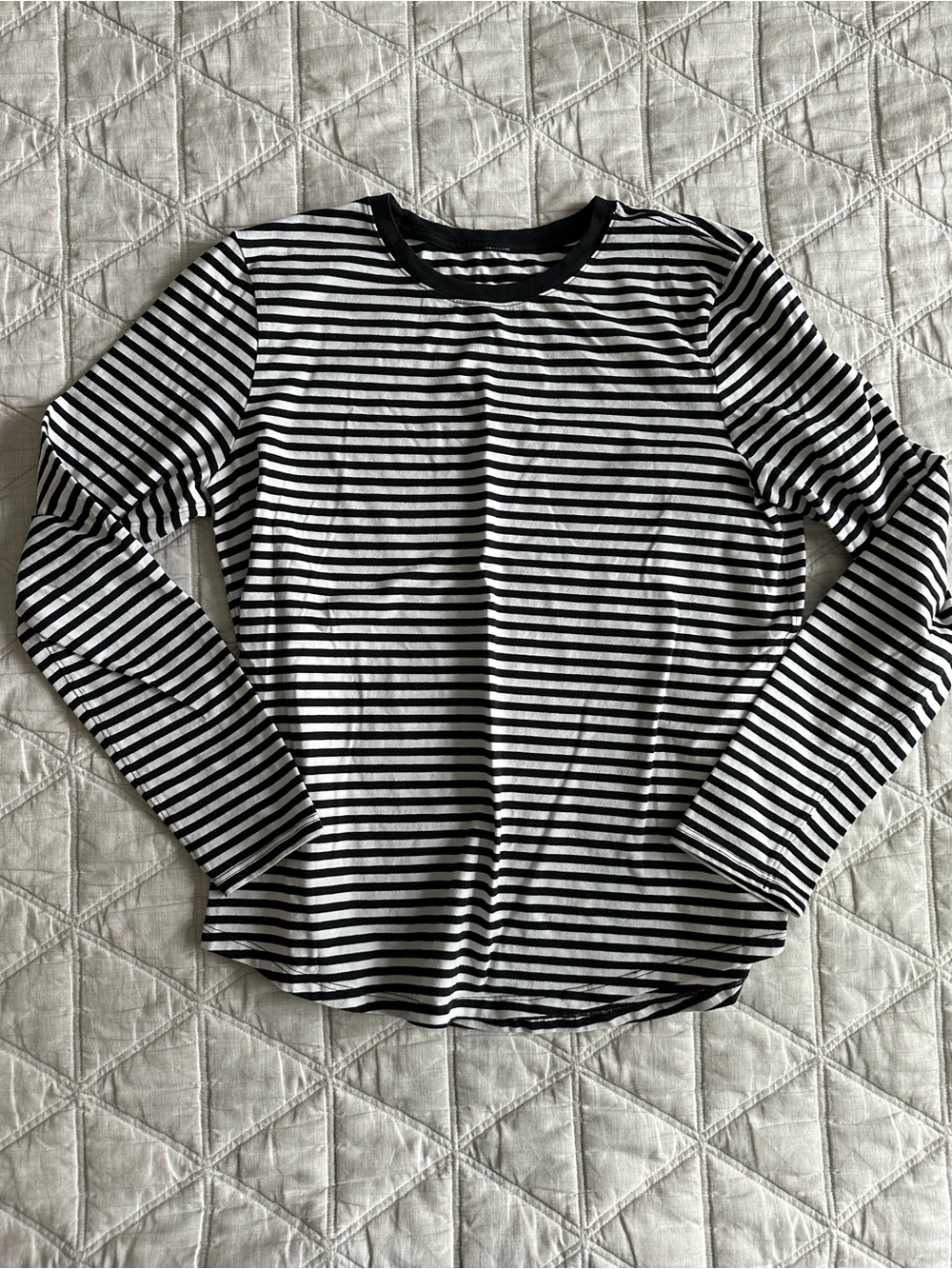 Lululemon Black and White Striped Long Sleeve Tee